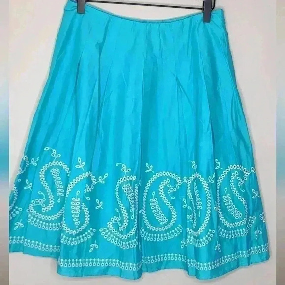 Talbots NWT New Womens Blue Teal A Line Skirt Paisley Pattern Size 4 - Picture 1 of 9